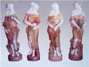 "Four Season" Women White Marble Stone Sculpture