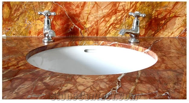 Rosso Damasco Vanity Top, Red Marble