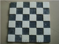 China Black Slate and White Quartzite Stone Mosaic,Slate Mosaic Pattern