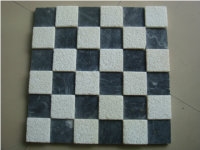 China Black Slate and White Quartzite Stone Mosaic,Slate Mosaic Pattern