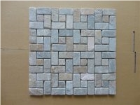 China Rust Slate Mosaic,Yellow Slate Polished Mosaic,Wall Mosaic