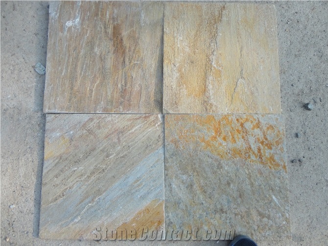China Rust Slate Slabs & Tiles,Rusty Yellow Slate,China Yellow Slate for Covering