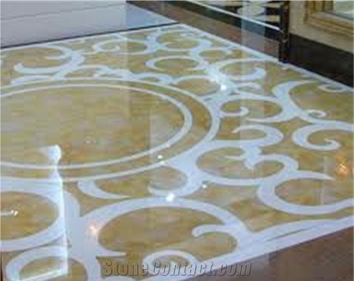 Water Jet Marble Carpet, Yellow Marble Medallion