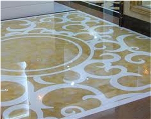 Water Jet Marble Carpet, Yellow Marble Medallion