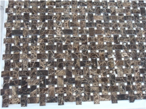 Emperador Dark Basketweave Marble Mosaic, Emperador Dark Brown Marble Mosaic