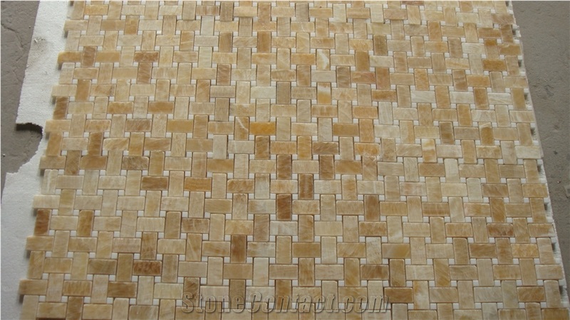 Golden Onyx Mosaic Honey Onyx Mosaic Tile, Golden Honey Yellow Onyx Mosaic