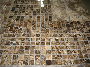 Marble Mosaic,Dark Emperador Brown Marble Mosaic