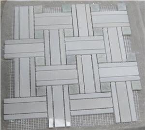Stone Mosaic, Pure White Marble Cultured Stone
