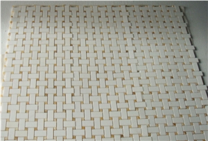 Thassos White Mix Honey Onyx Mosaic Tile, Thassos White Marble Cultured Stone
