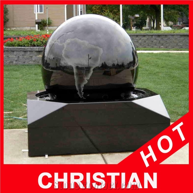 Rolling Sphere Fountains, Stone Ball Fountain, Absolute Black Granite Rolling Sphere Fountains