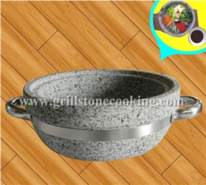Eco Friendly Natural Stone Pot Korean Cooking Ware, Grey Granite Pots