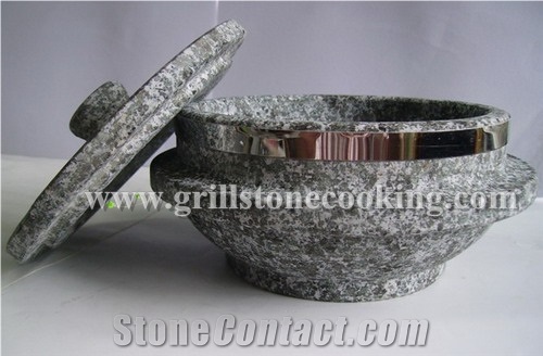 Eco Friendly Natural Stone Pot Korean Cooking Ware, Grey Granite Pots from  China 