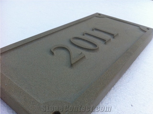 Relief Engraved Honed Sandstone Signs, Witton Fell Beige Sandstone Signs