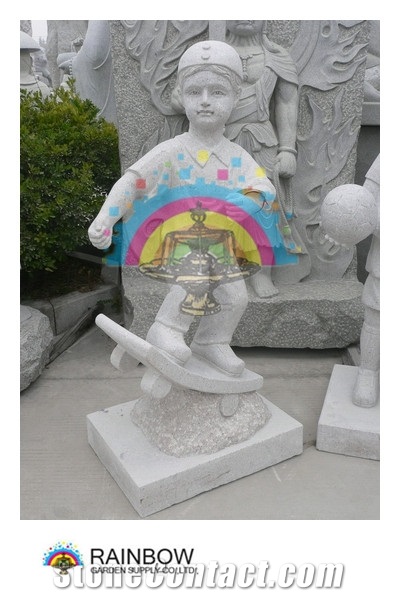 Granite Children Statue, G603 Grey Granite Statue