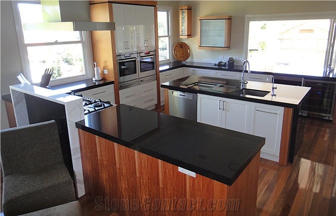 Granite Kitchen Countertops, Work Tops, Galaxy Black Granite Kitchen Countertops