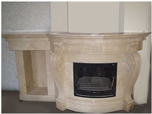 Botticino Classico Beige Marble Fireplace