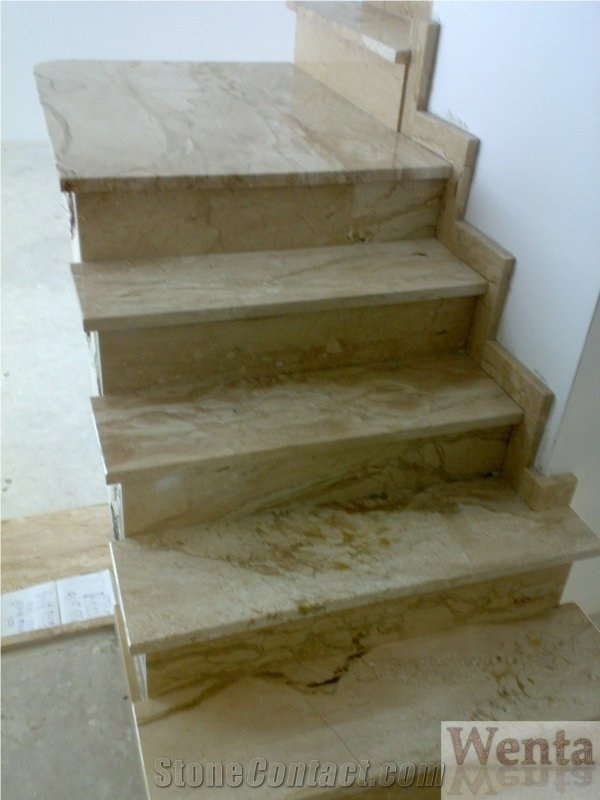 Breccia Sarda Chiaro Stairs, Breccia Sarda Beige Limestone Stairs