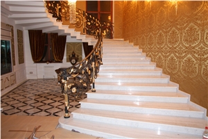 Bianco Sivec Marble Staircase, Bianco Sivec White Marble Staircase