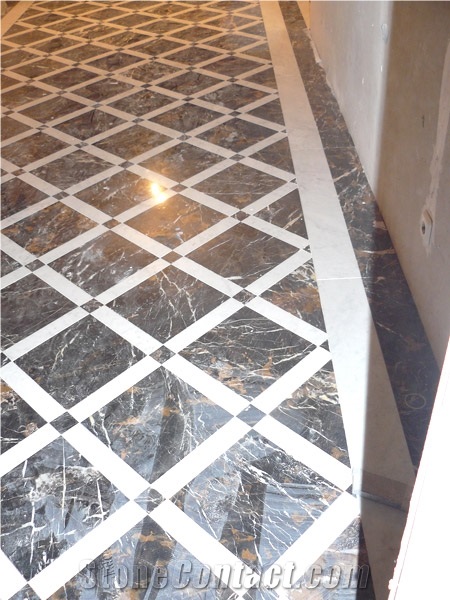 Black Gold Marble Floor Pattern