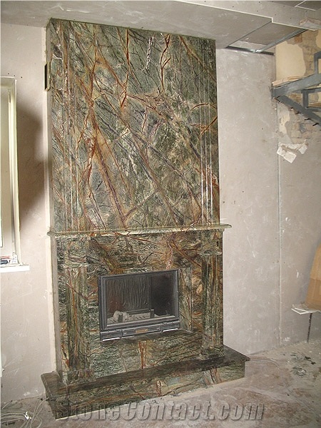Rainforest Green Marble Fireplace