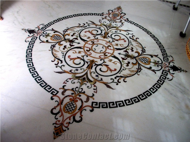 Marble Inlay Table Top, White Marble Table Tops