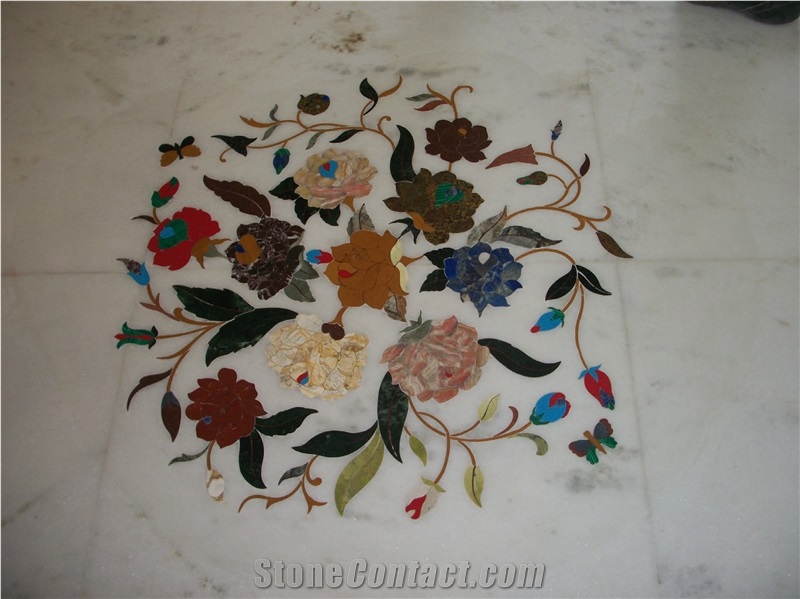 Marble Inlay Table Top, White Marble Table Tops