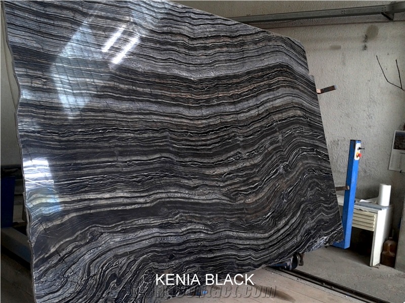 Kenia Black Slabs (Black Wood Vein ), Black Wood Vein Marble Slabs