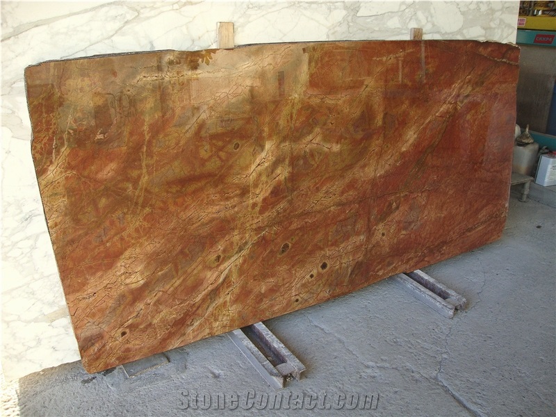 Rosso Damasco Marble Slabs, Algeria Red Marble