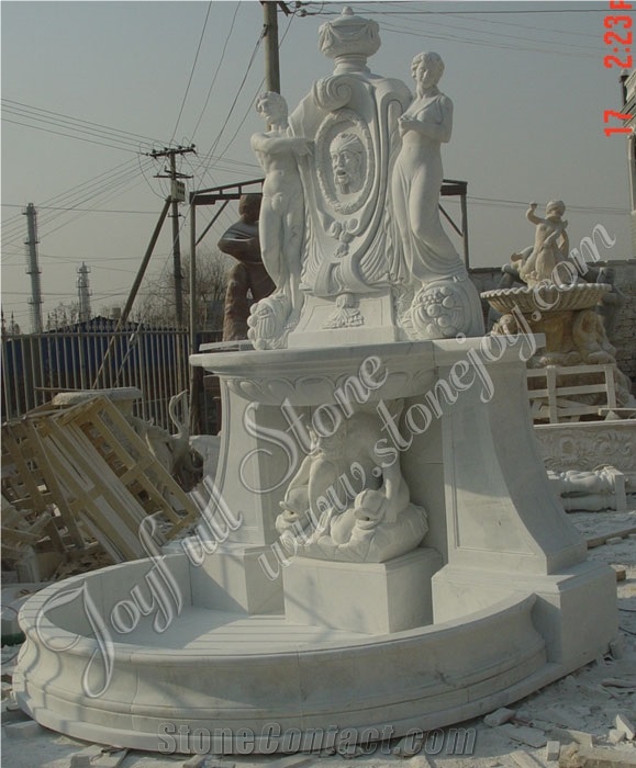 White Marble Outdoor Fountain, Hunan White Marble Fountain