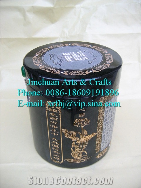 Hei-Hua-Gang Black Granite Cremation Urn