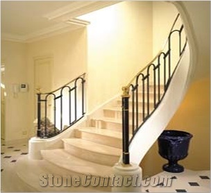 Thala Beige Coquillage Limestone Stairs & Steps, Stair Risers