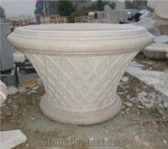 Stone Flower Pot, G682 Yellow Granite Flower Pot
