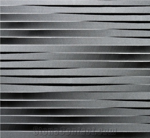 3D CNC Basalt Stone Wall Wave Panels Board, Black Basalt Wall