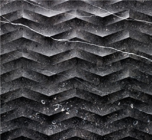 3D CNC Black Nature Marble Wall Wave Panel