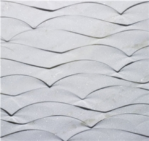 Cheap 3D CNC Stone Wall Wave Panels, White Marble Wall
