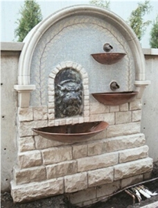 Wilkeson Sandstone and Mosaic Water Feature, Wilkeson Beige Sandstone Water Features