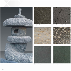 Black Basalt and Lava Stone Lantern