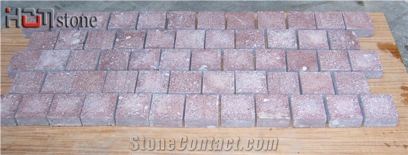 Red Phorphyre Cobble Stone, Phorphyre Red Cube Stone&Pavers, Porphyr Red Granite Cobble Stone