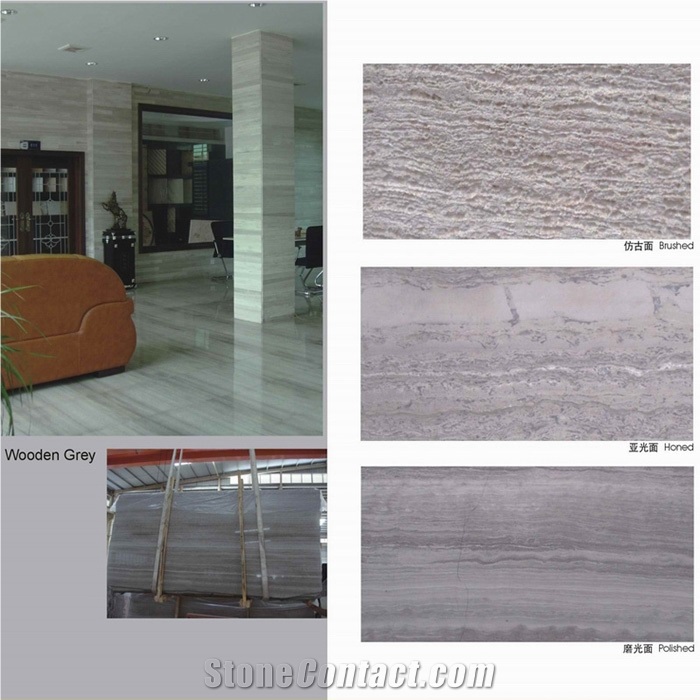 Wooden White Marble, China Grey Marble Slabs & Tiles