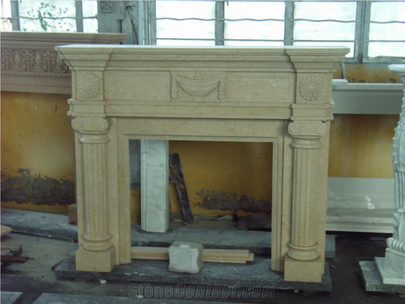 Marble Fireplace, Stone Sculpture Mantel
