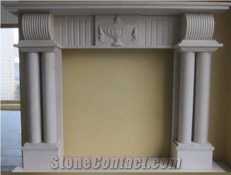 Marble Fireplaces,Stone Fireplace Mantel, Crema Marfil Beige Marble Fireplace Mantel