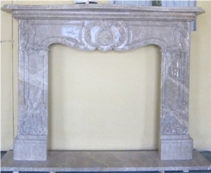 Marble Sculpture,stone Fireplace Mantel, Light Emperador Brown Marble Fireplace Mantel