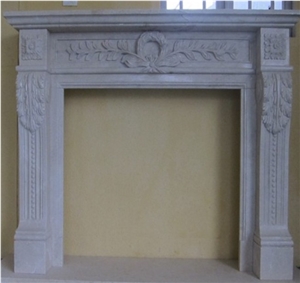 Crema Marfil White Marble Fireplace Mantel