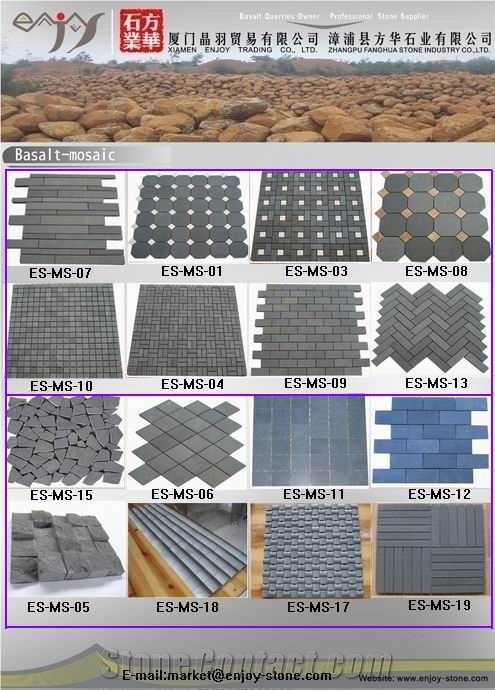 Esite Fujian Grey Basalt Mosaic Tile for Interior Decoration / Floor Mosaic / Wall Mosaic / Grey Basalt Mosaic