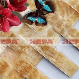 Honey Onyx 3D Stone Mosaic, Honey Yellow Onyx Mosaic