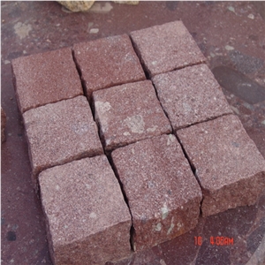 Red Outdoor Granite Cube Stone, Chinese Granite St, Dayang Red Granite Kerbstone