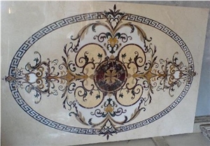 Beige Marble Waterjet Medallion