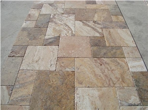 Scabas Travertine French Pattern Tile, Turkey Yellow Travertine