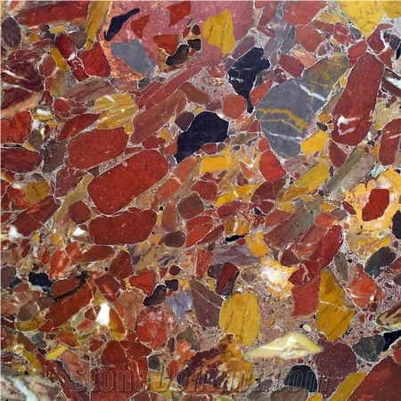 Red Konglomera Marble, Conglomerate Marble Tiles