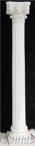 Corinthian Style Pillar, White Marble Column